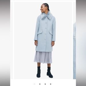 Kate Spade Coat- faux fur trim coat periwinklesky blue